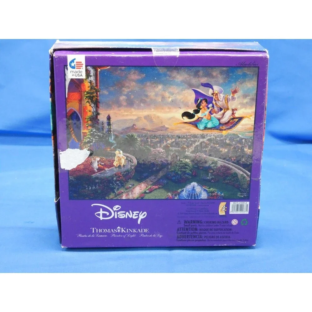 Disney ALADDIN 750 Piece Jigsaw Puzzle THOMAS KINKADE Ceaco Jasmine Jafar 24x18